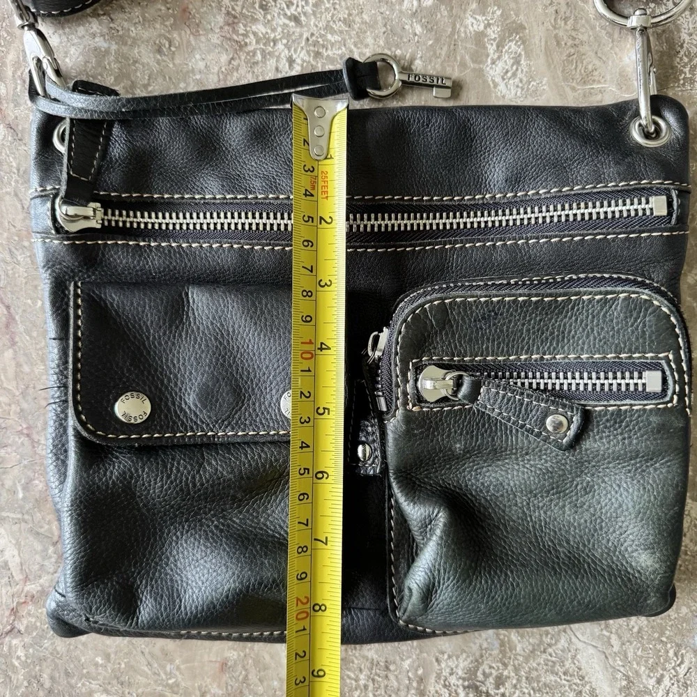 Fossil Y2K Sutton Crossbody Bag Black Pebble Leather Hobo Gorpcore Purse